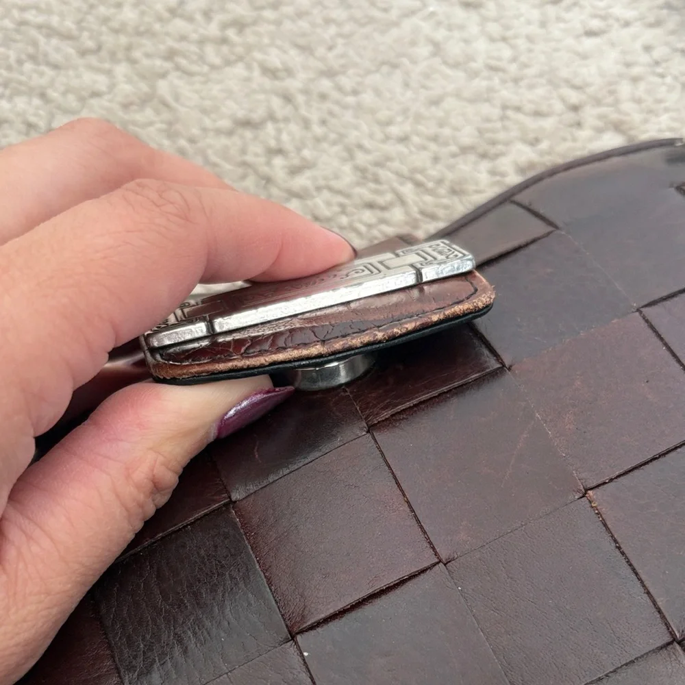 Brighton Vintage Brown Woven Leather Wristlet - Picture 5 of 14